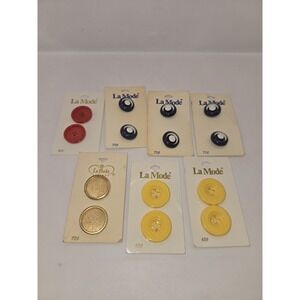 Vintage La Mode Buttons Lot Of 7 Pair Made In Ireland Holland Italy